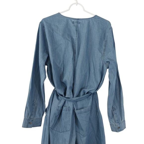 OLD NAVY! BLUE CHAMBRAY LIGHTWEIGHT, BELTED TIE WAIST JUMPSUIT, ONESIE! SZ XL - Picture 6 of 9